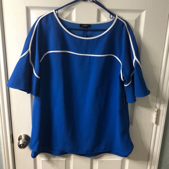 Alfani Cobalt Pipe Sleeve Top - Picture 12 of 13